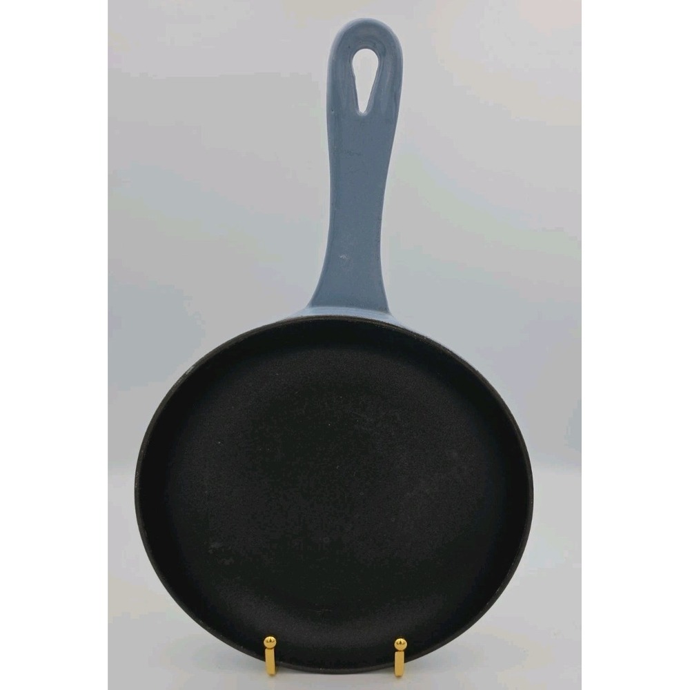 Le Creuset Enameled Cast Iron Omelette Fry Pan, 8 Inch, Gray Ocean Blue France
